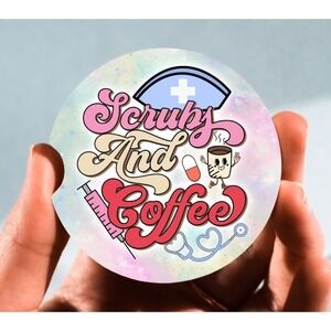 Set of 2 Car Coasters, Scrubs And Coffee Car Coaster, Neoprene Car‎ Coaster